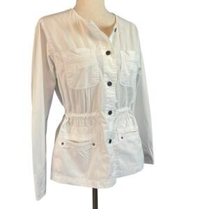 Marrakech Anthropologie Lightweight Cotton Blend Button Front Jacket White Small